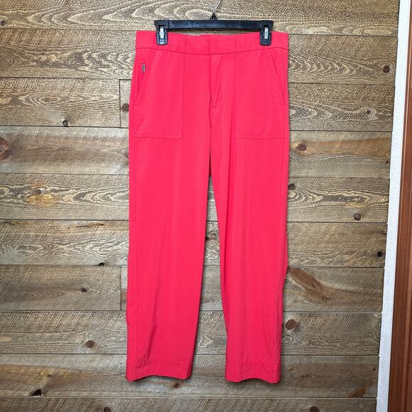 Athleta Tribeca Utility Crop Pants Red Stretch Size 6 - Picture 4 of 9